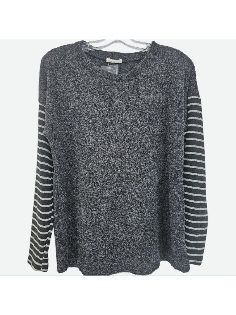 12 PM BY MON AMI Terry Cloth Black Long Sleeve Sweatshirt Size Small NWT